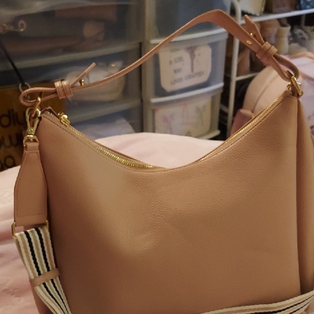 DKNY Blush Leather Hobo Bag